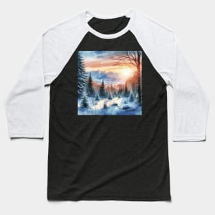 Winter Sunrise Winter Landscape Baseball T-Shirt